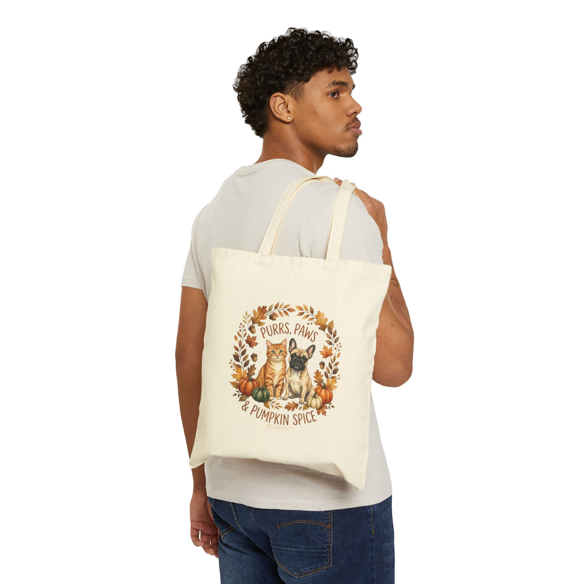Purrs, Paws & Pumpkin Spice Canvas Tote Bag