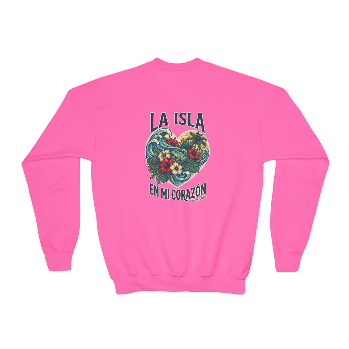 Youth Crewneck Sweatshirt — "Boricua de Corazón / La Isla en Mi Corazón" Puerto Rican Pride Pullover