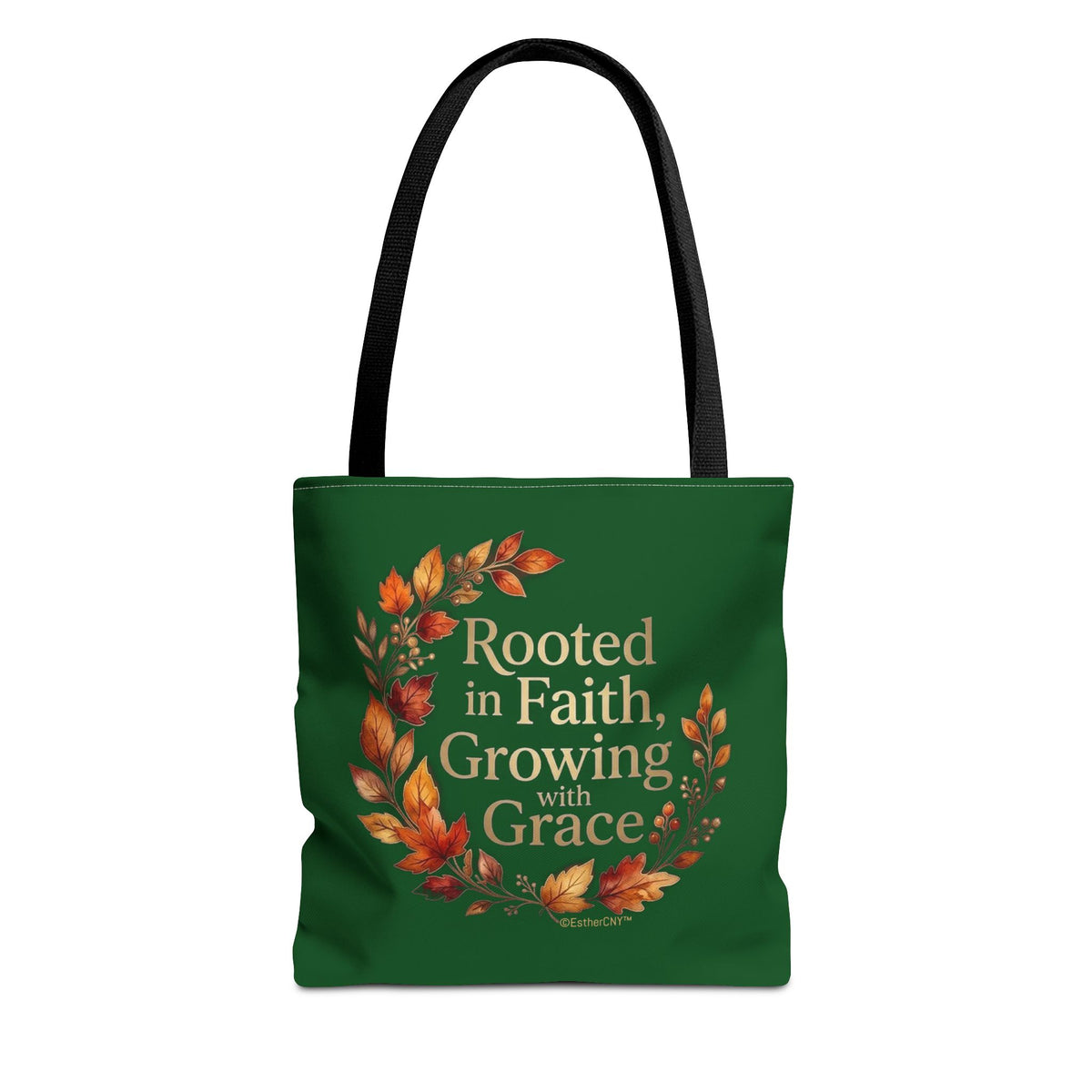 Faith Wreath Tote — "Rooted in Faith, Growing with Grace" Fall Canvas Bag