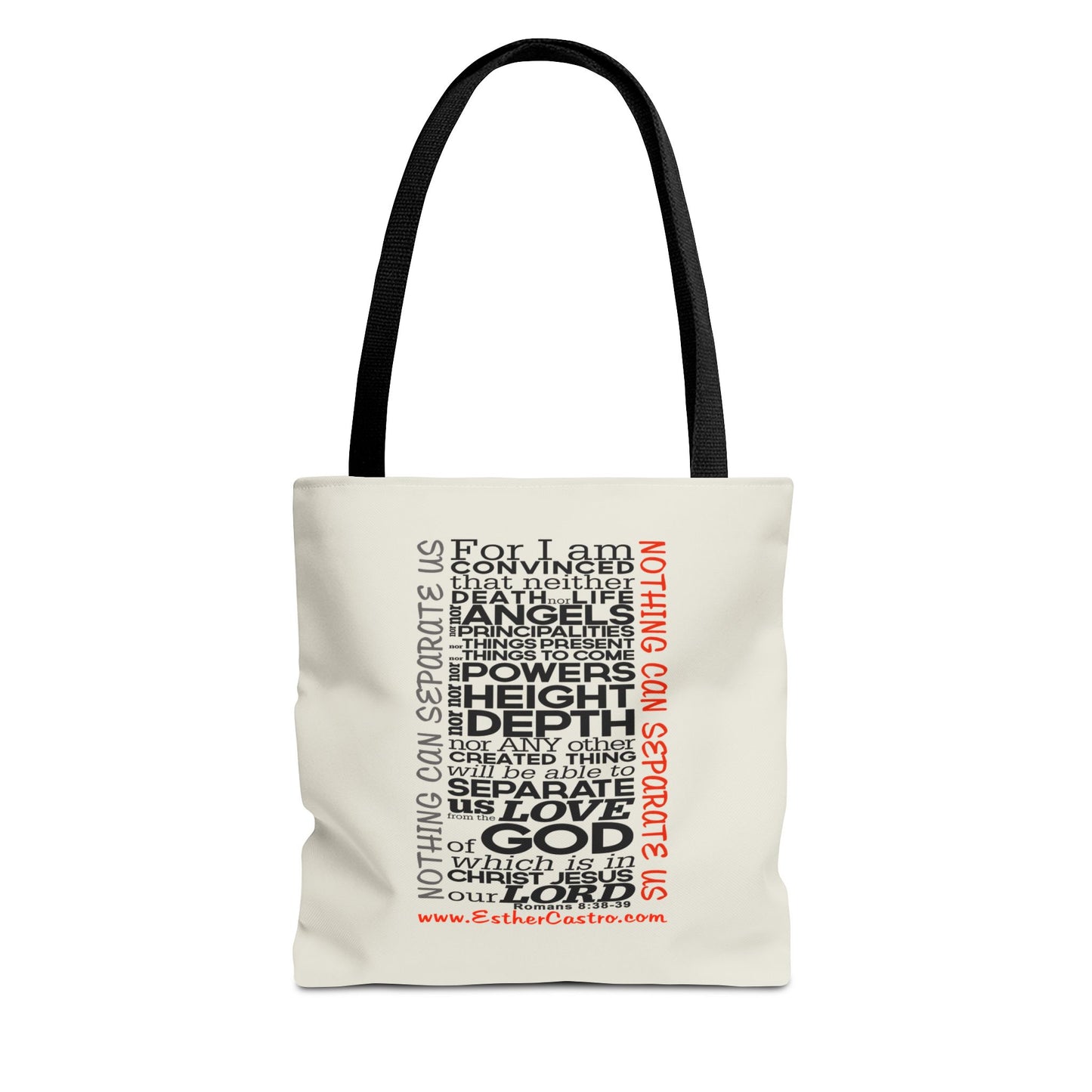 Tote Bag "Nothing Can Separate Us" Inspirational Scripture Word-Cloud