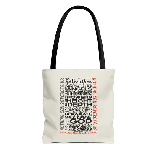 Tote Bag "Nothing Can Separate Us" Inspirational Scripture Word-Cloud