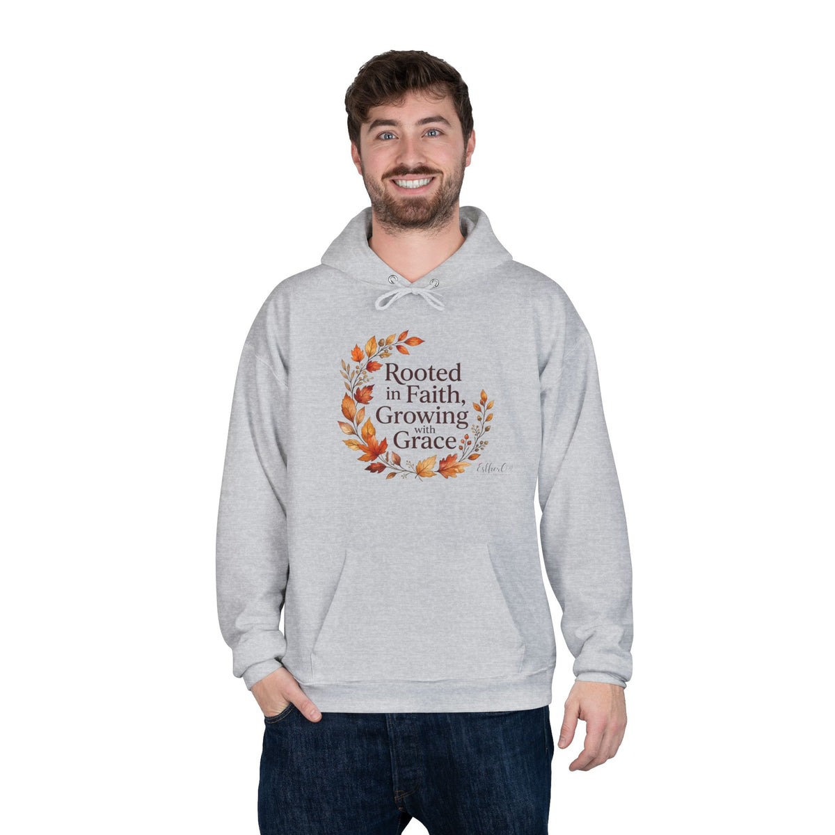 Christian Faith Hoodie — "Rooted in Faith, Growing with Grace" Autumn Wreath Pullover