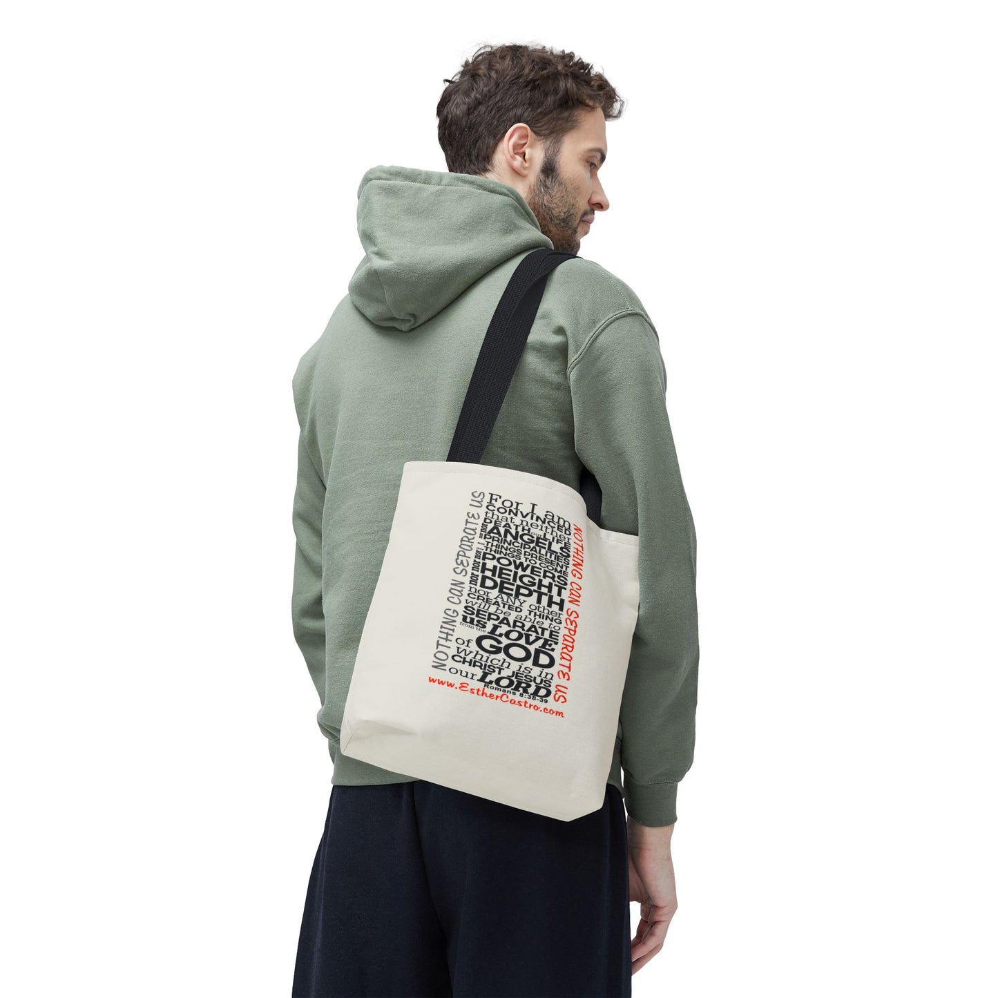 Tote Bag "Nothing Can Separate Us" Inspirational Scripture Word-Cloud