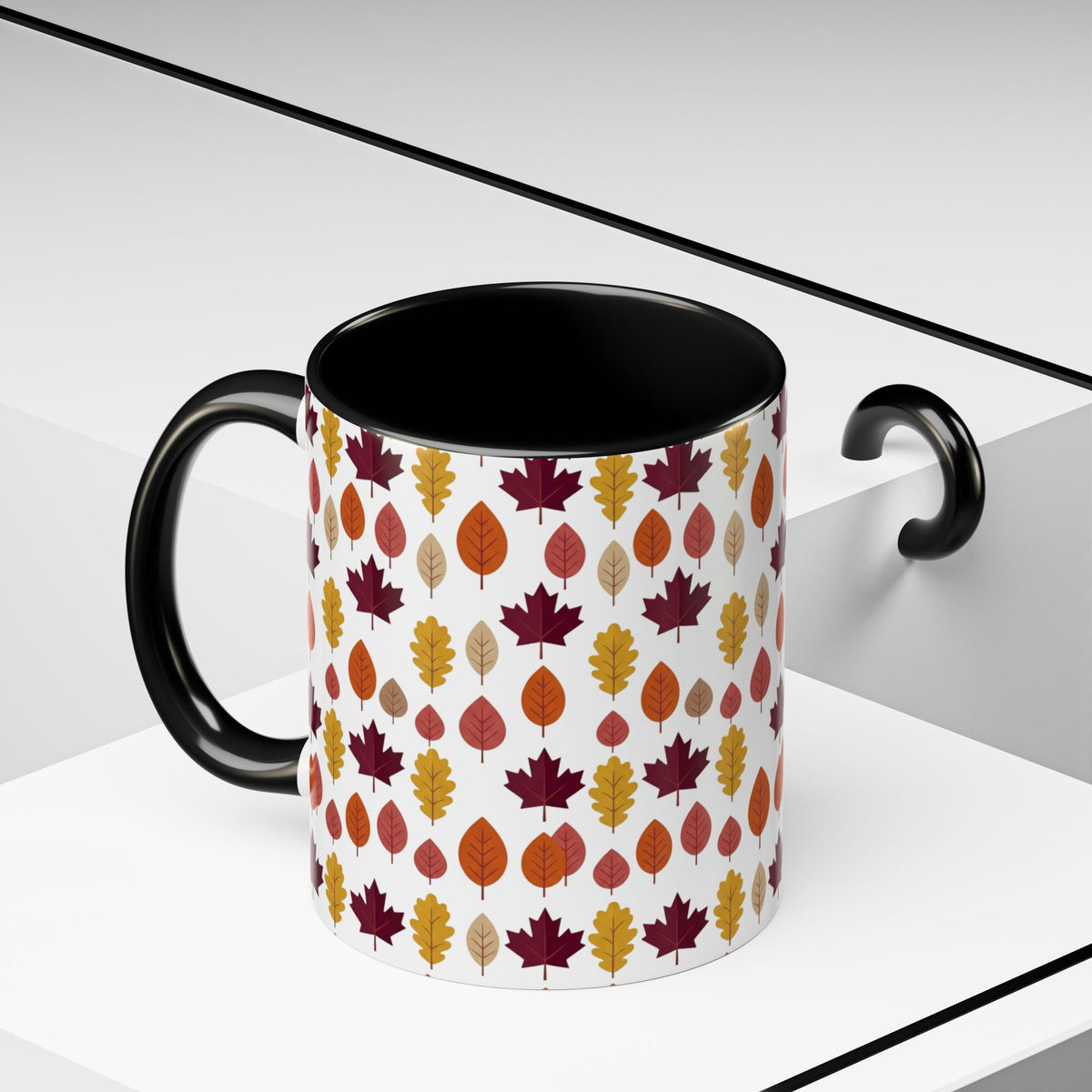 Autumn Leaves Accent Coffee Mug – Fall Leaf Pattern 11/15oz