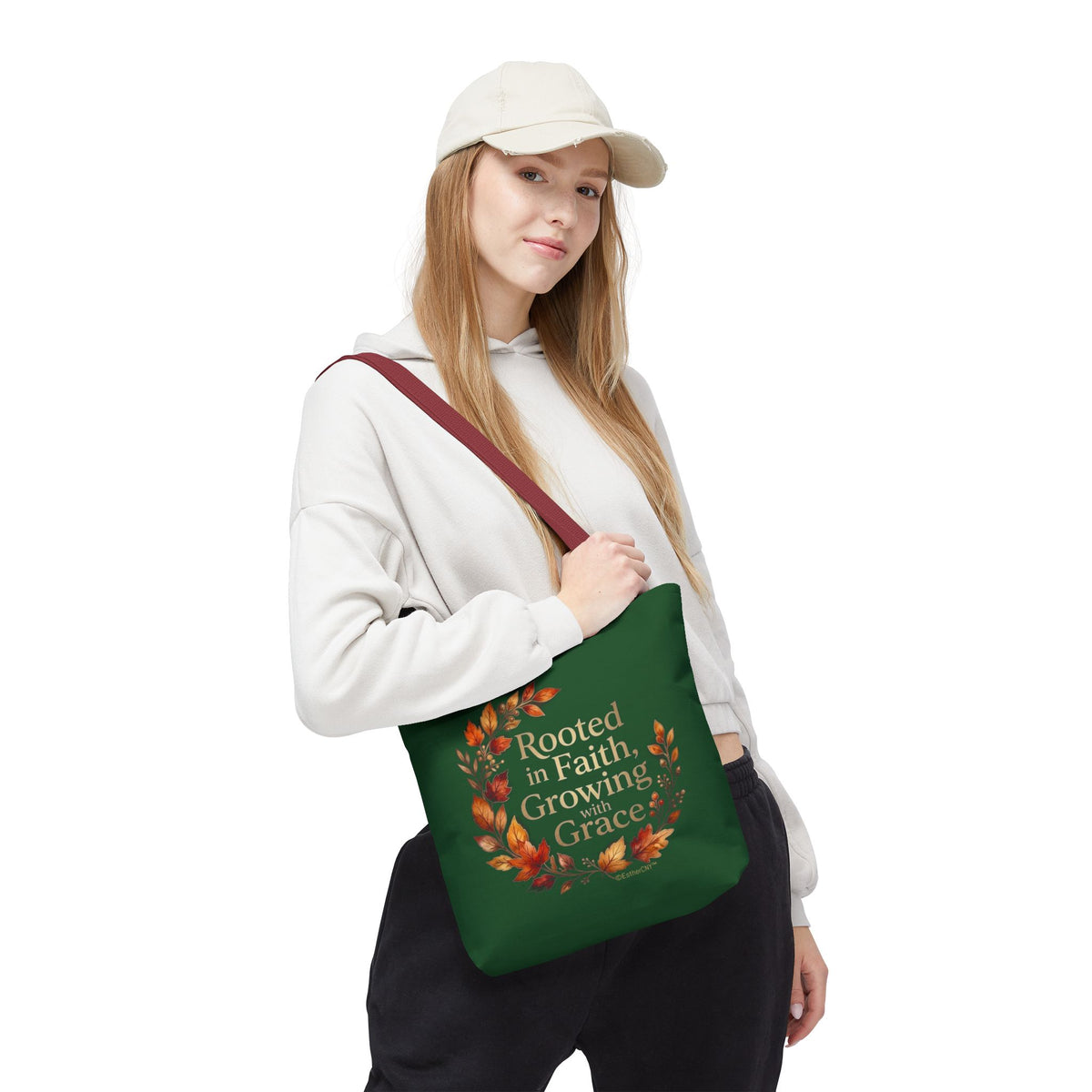 Faith Wreath Tote — "Rooted in Faith, Growing with Grace" Fall Canvas Bag
