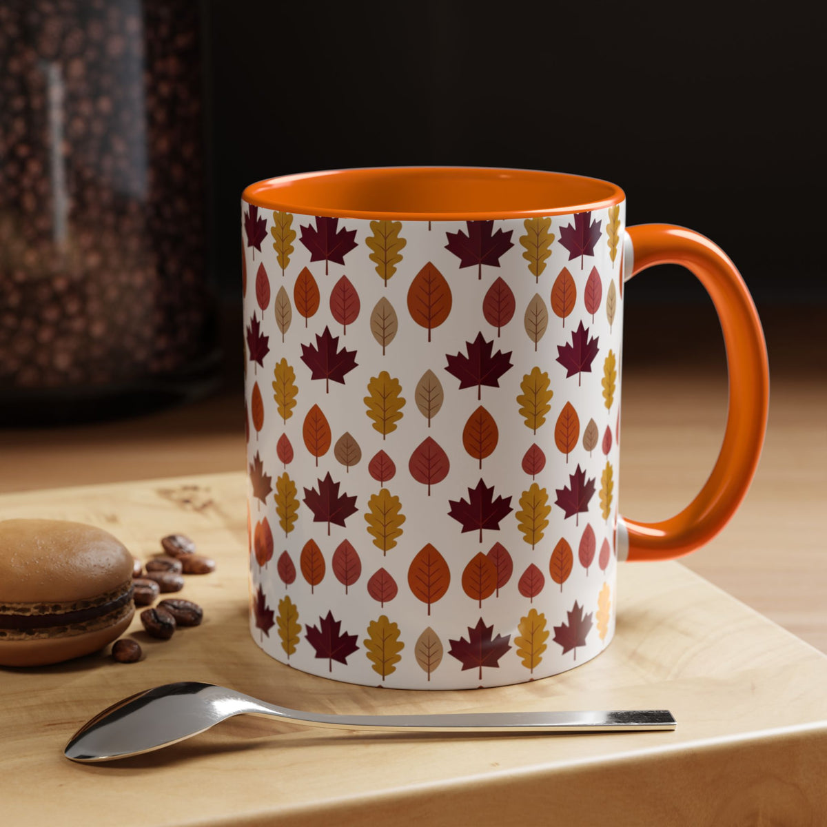 Autumn Leaves Accent Coffee Mug – Fall Leaf Pattern 11/15oz
