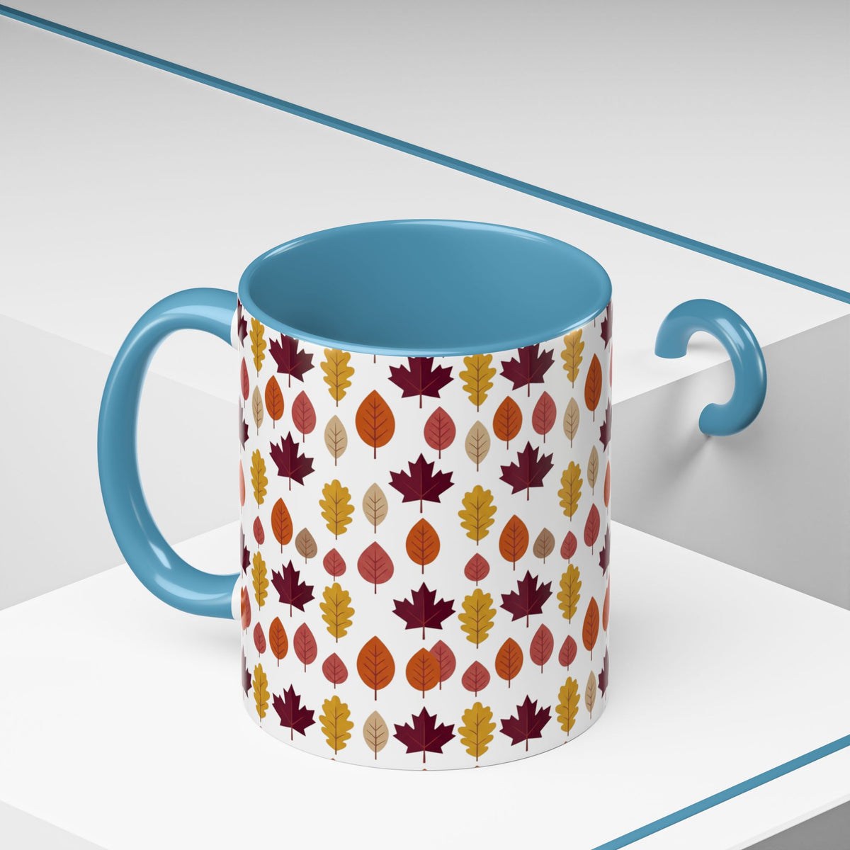 Autumn Leaves Accent Coffee Mug – Fall Leaf Pattern 11/15oz