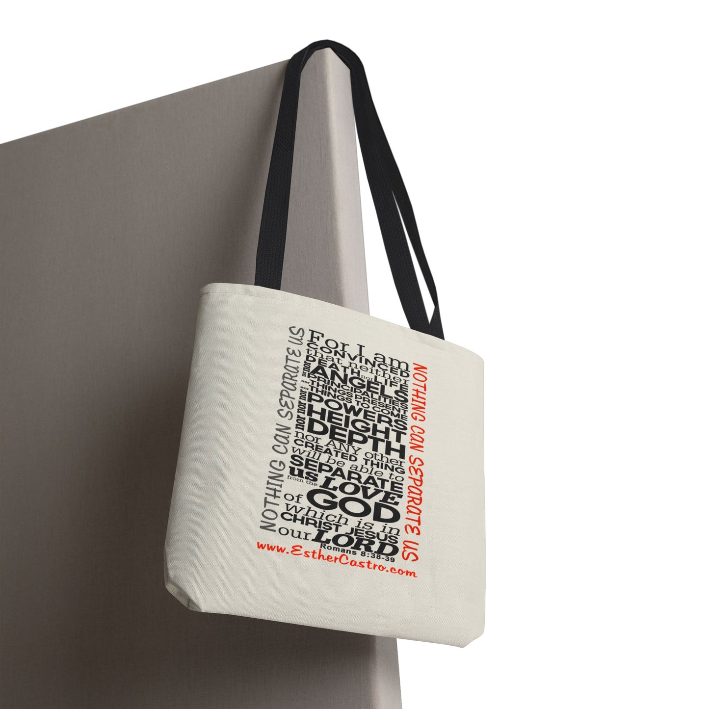 Tote Bag "Nothing Can Separate Us" Inspirational Scripture Word-Cloud