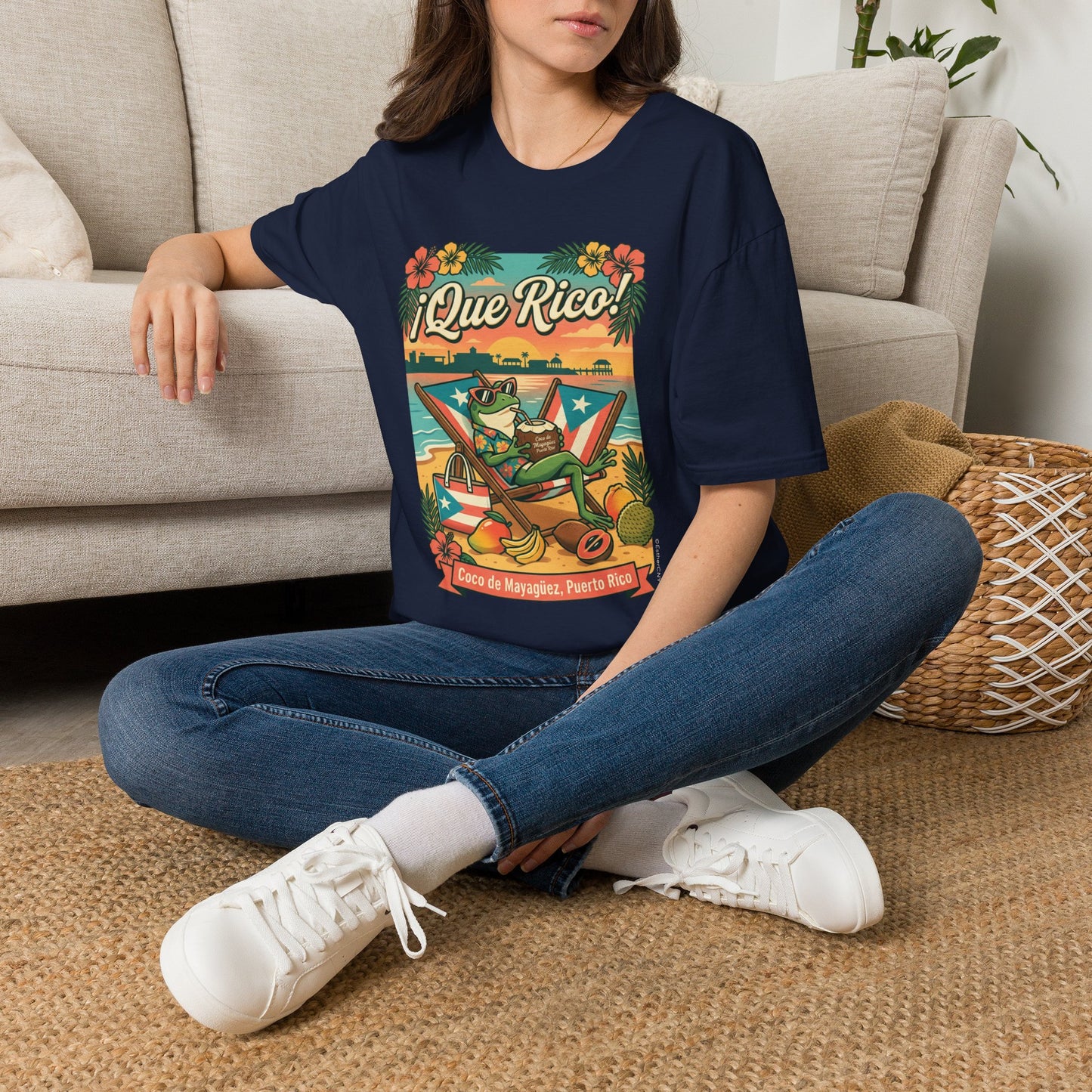 Tropical Frog Beach T‑Shirt — "Coco de Mayagüez Puerto Rico" Summer Vacation Tee