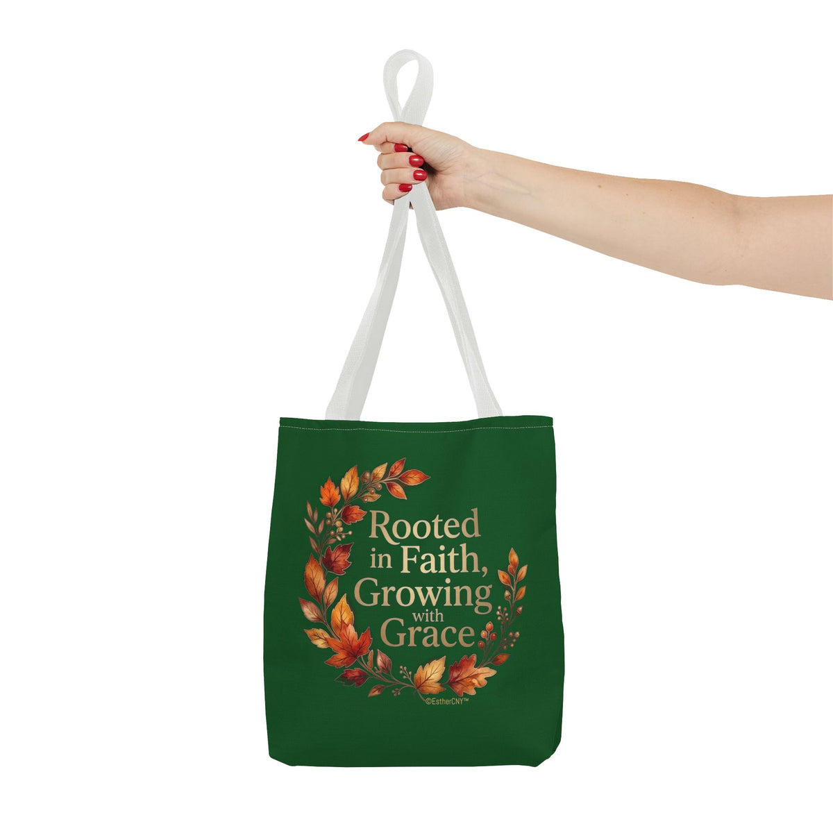 Faith Wreath Tote — "Rooted in Faith, Growing with Grace" Fall Canvas Bag