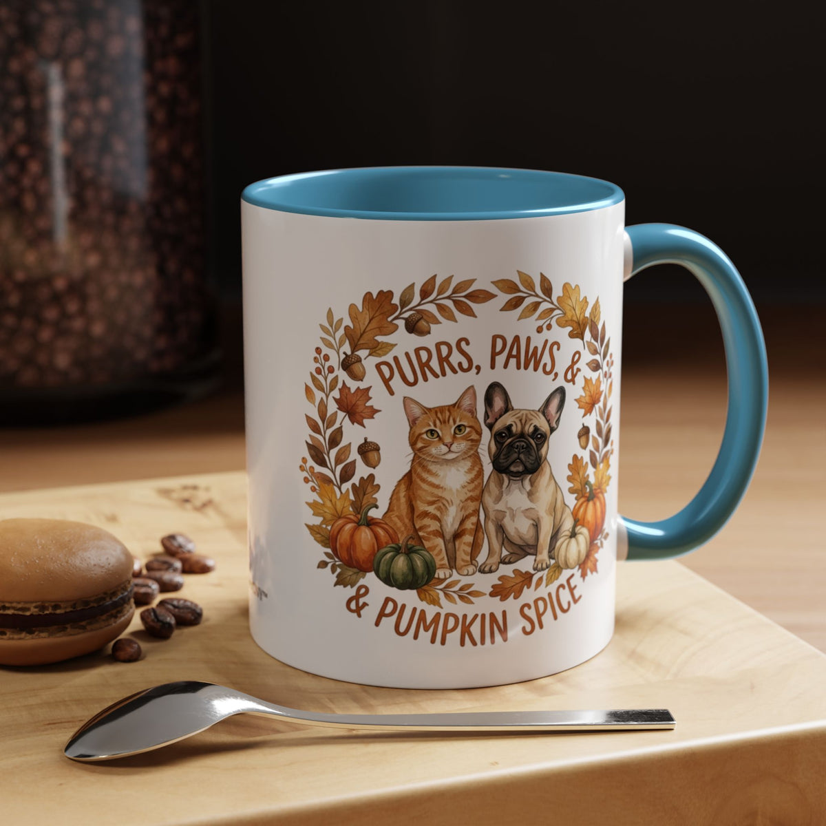Fall Pet Mug - "Purrs, Paws & Pumpkin Spice" Accent Coffee Mug