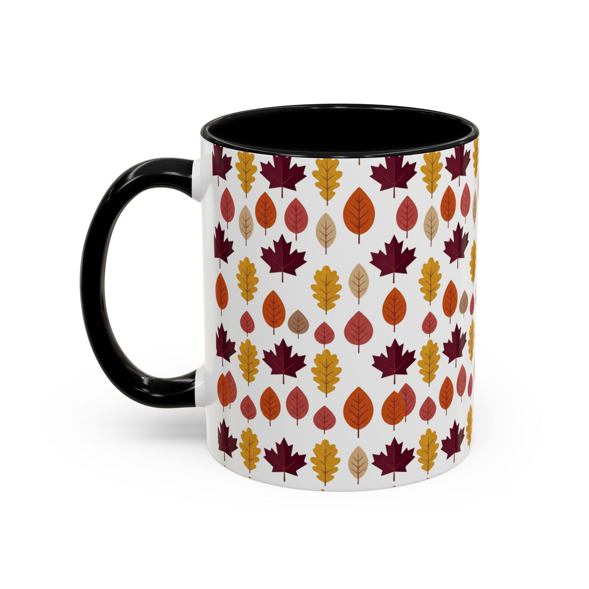 Autumn Leaves Accent Coffee Mug – Fall Leaf Pattern 11/15oz