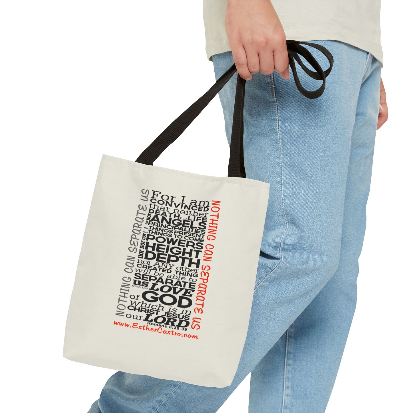 Tote Bag "Nothing Can Separate Us" Inspirational Scripture Word-Cloud