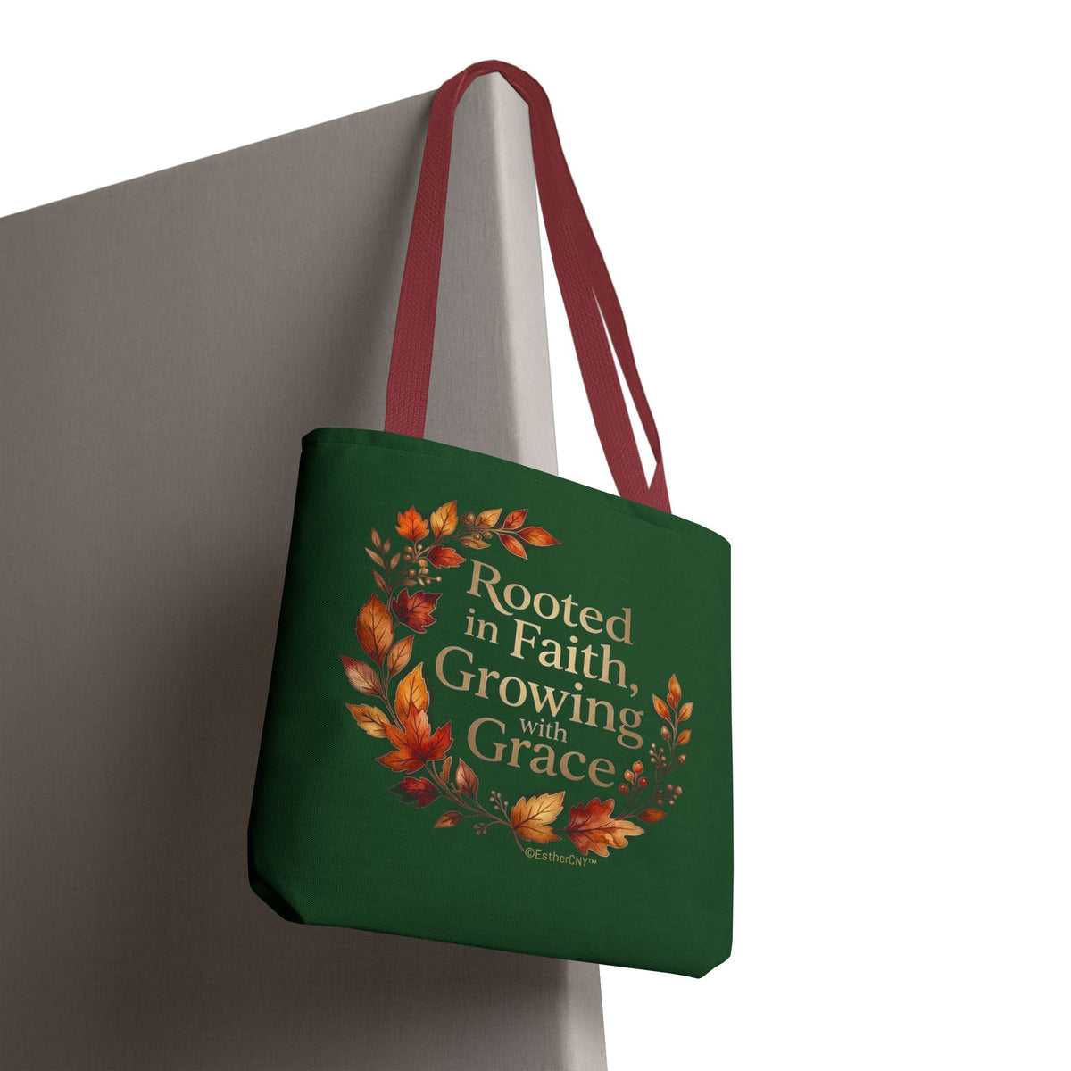 Faith Wreath Tote — "Rooted in Faith, Growing with Grace" Fall Canvas Bag