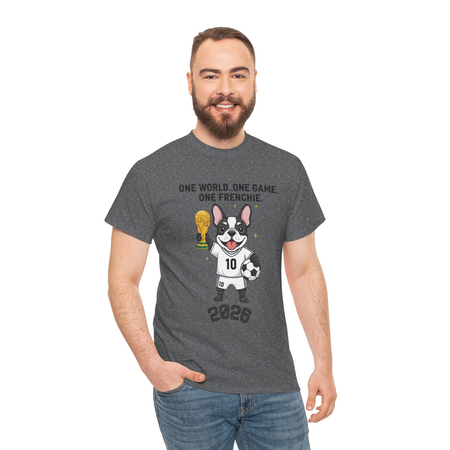 One World One Game One Frenchie World Cup 2026 T-Shirt | Soccer Dog Tee