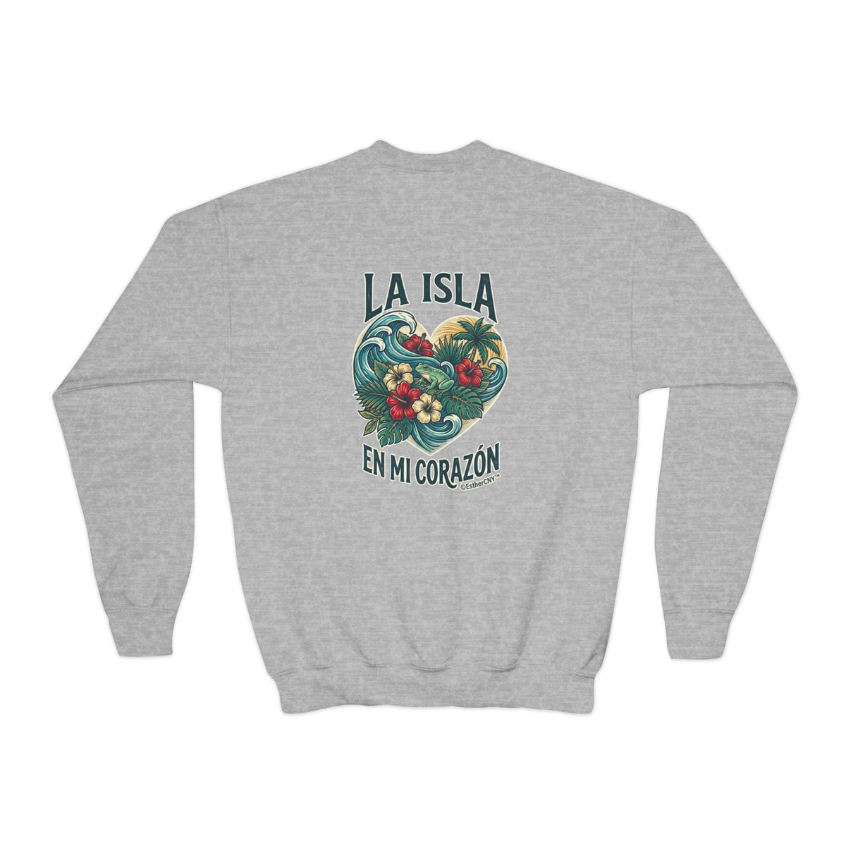 Youth Crewneck Sweatshirt — "Boricua de Corazón / La Isla en Mi Corazón" Puerto Rican Pride Pullover