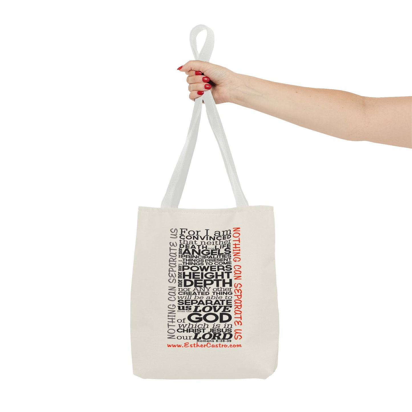 Tote Bag "Nothing Can Separate Us" Inspirational Scripture Word-Cloud