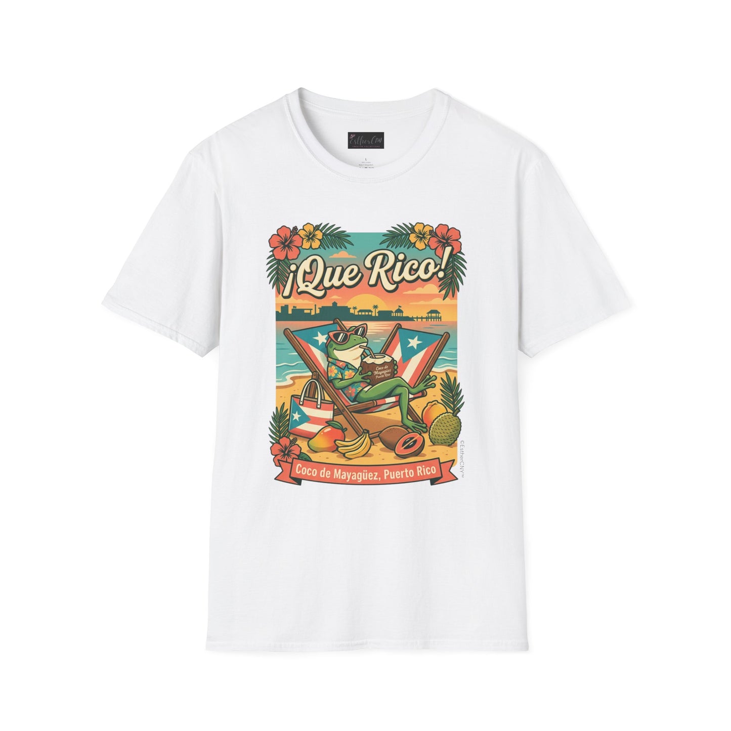 Tropical Frog Beach T‑Shirt — "Coco de Mayagüez Puerto Rico" Summer Vacation Tee