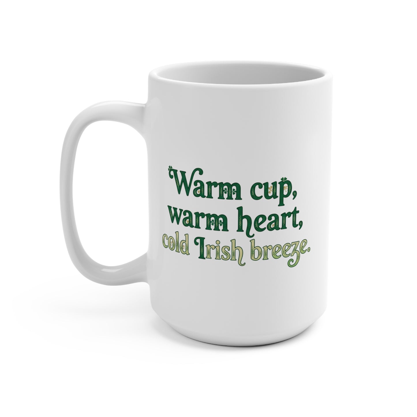 Springtime in Ireland Mug — Lucky Golden Retriever & Shamrock Scenic 15oz Coffee Cup