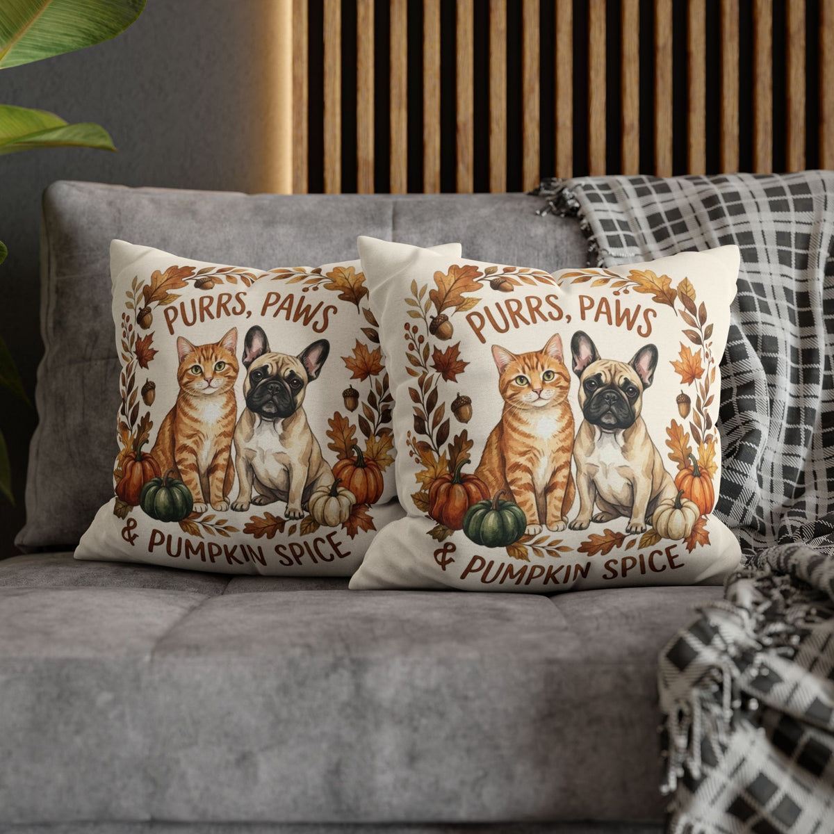 Purrs, Paws & Pumpkin Spice Fall Pillowcase