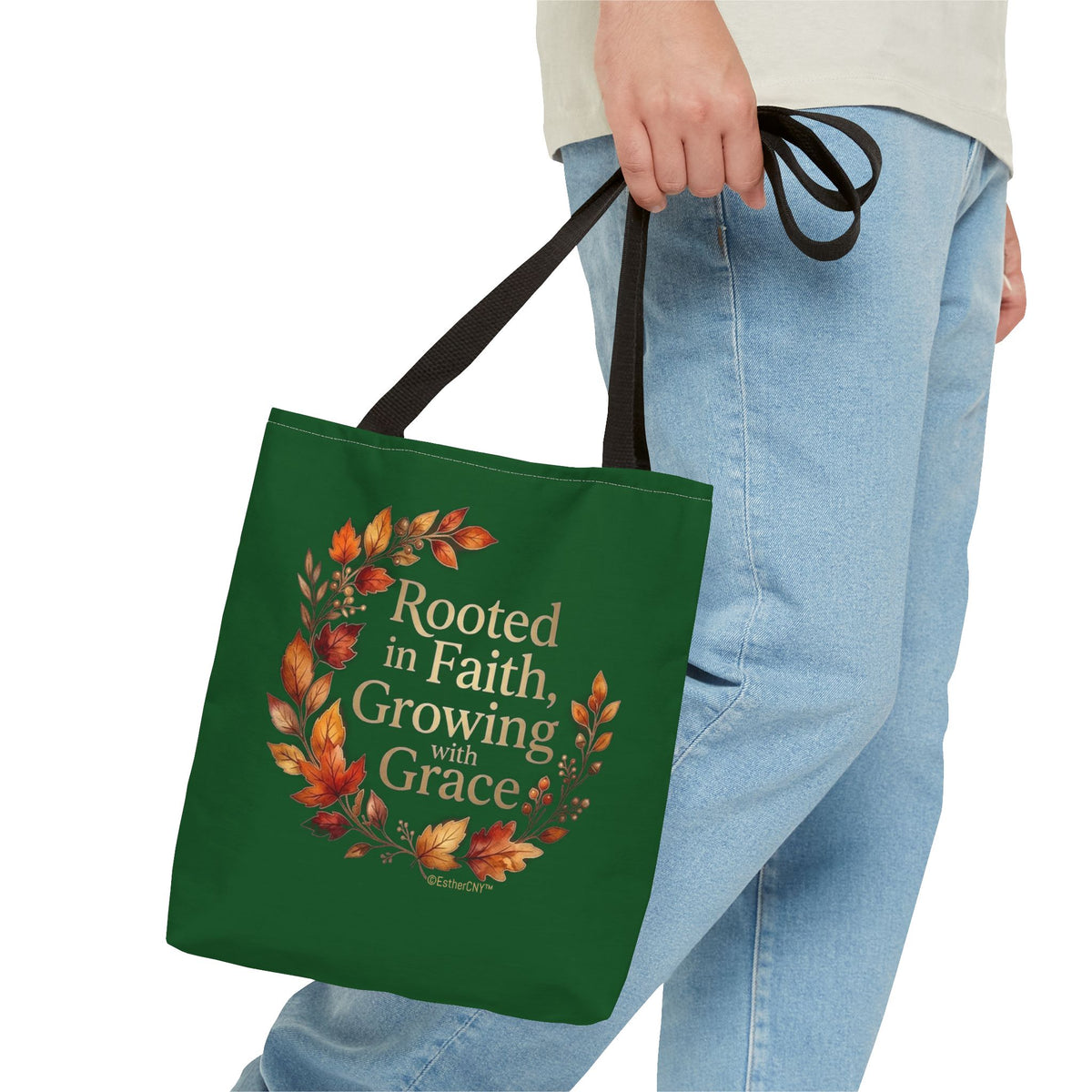 Faith Wreath Tote — "Rooted in Faith, Growing with Grace" Fall Canvas Bag