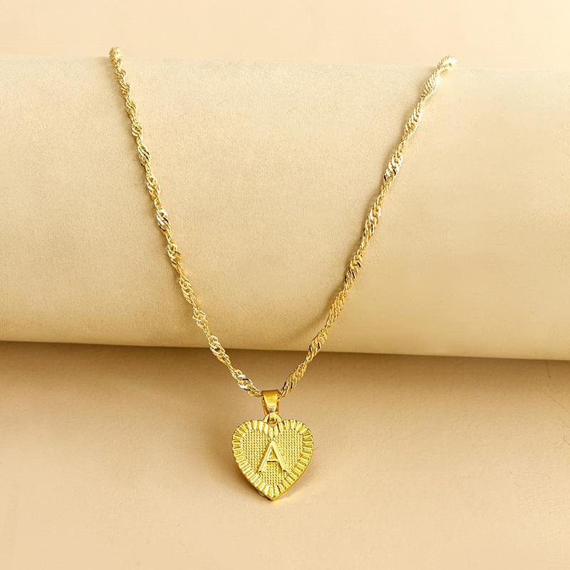 Initial Letter Heart Pendant Necklace