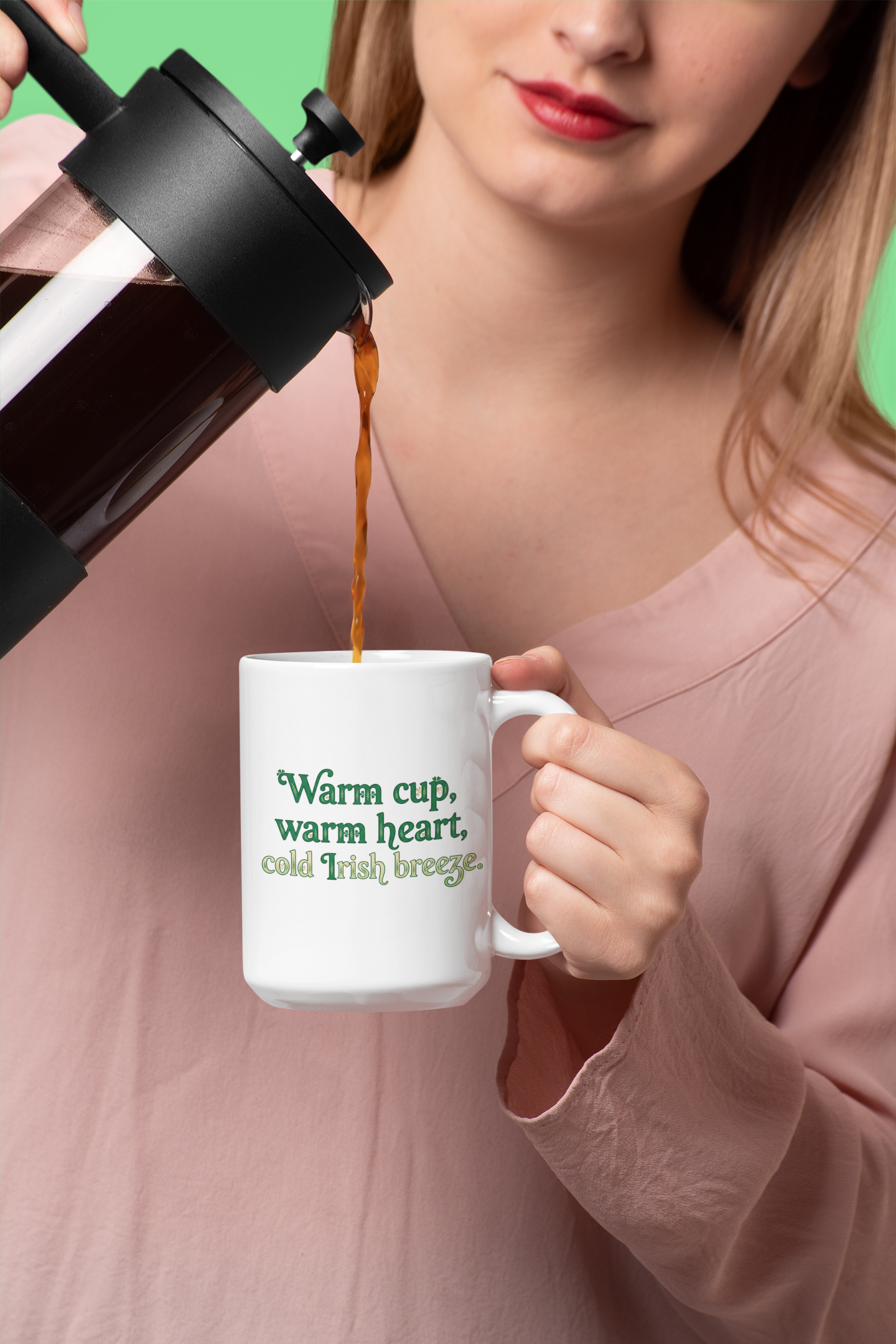 Springtime in Ireland Mug — Lucky Golden Retriever & Shamrock Scenic 15oz Coffee Cup