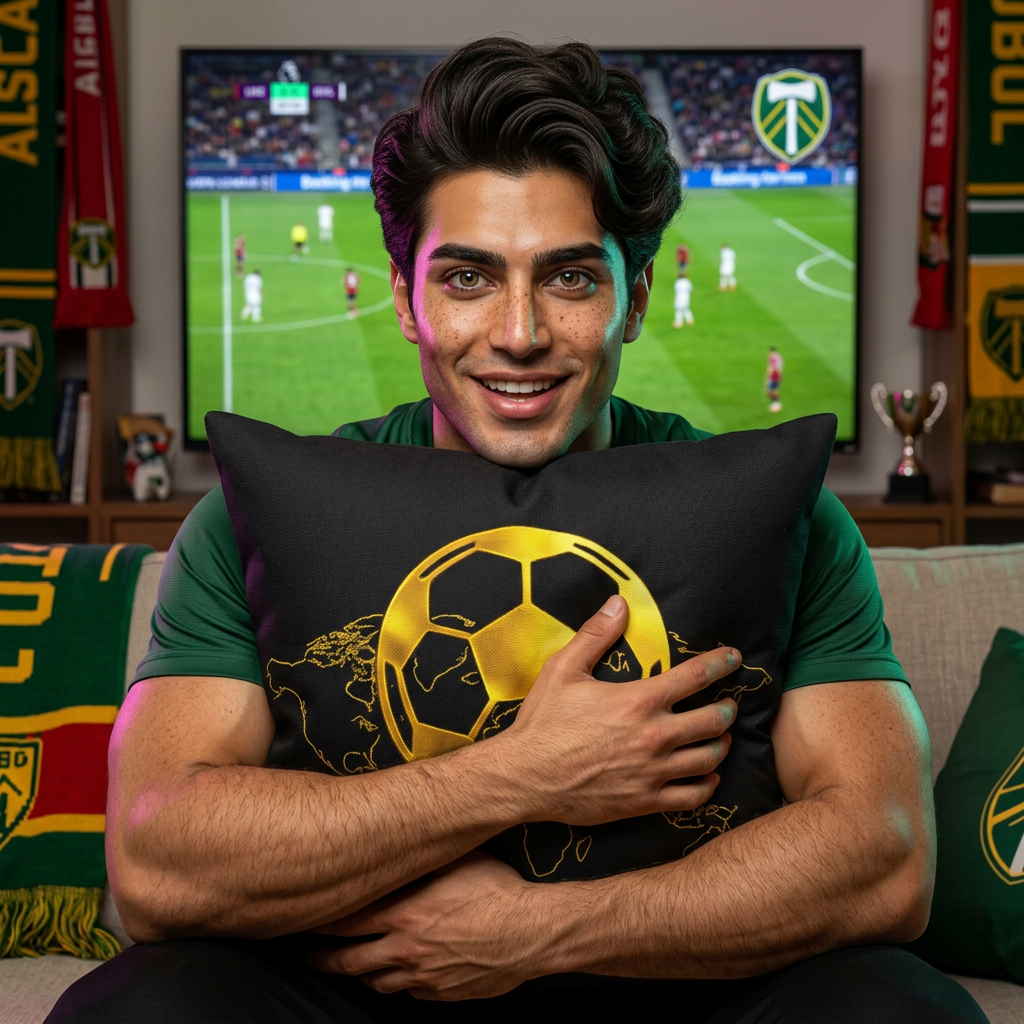 Gold Soccer Ball Pillowcase – World Map Football Accent Cushion Cover