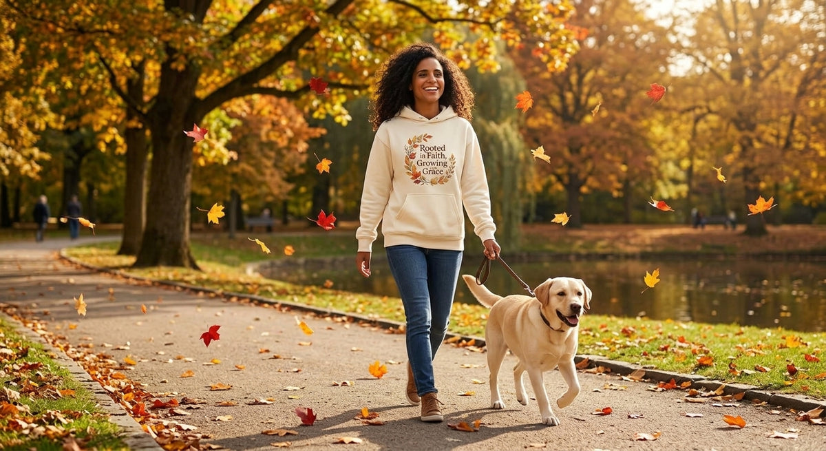 Christian Faith Hoodie — "Rooted in Faith, Growing with Grace" Autumn Wreath Pullover