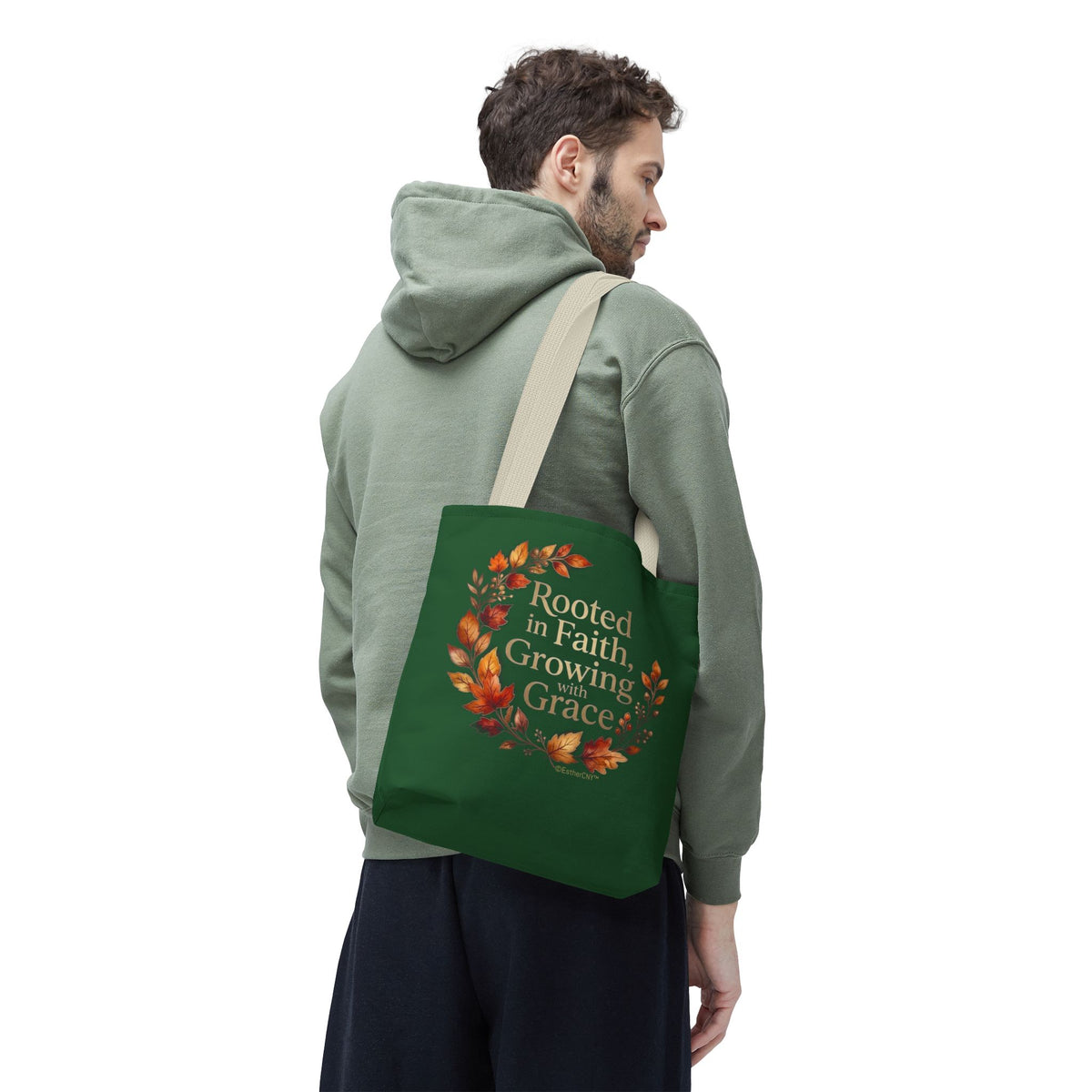 Faith Wreath Tote — "Rooted in Faith, Growing with Grace" Fall Canvas Bag