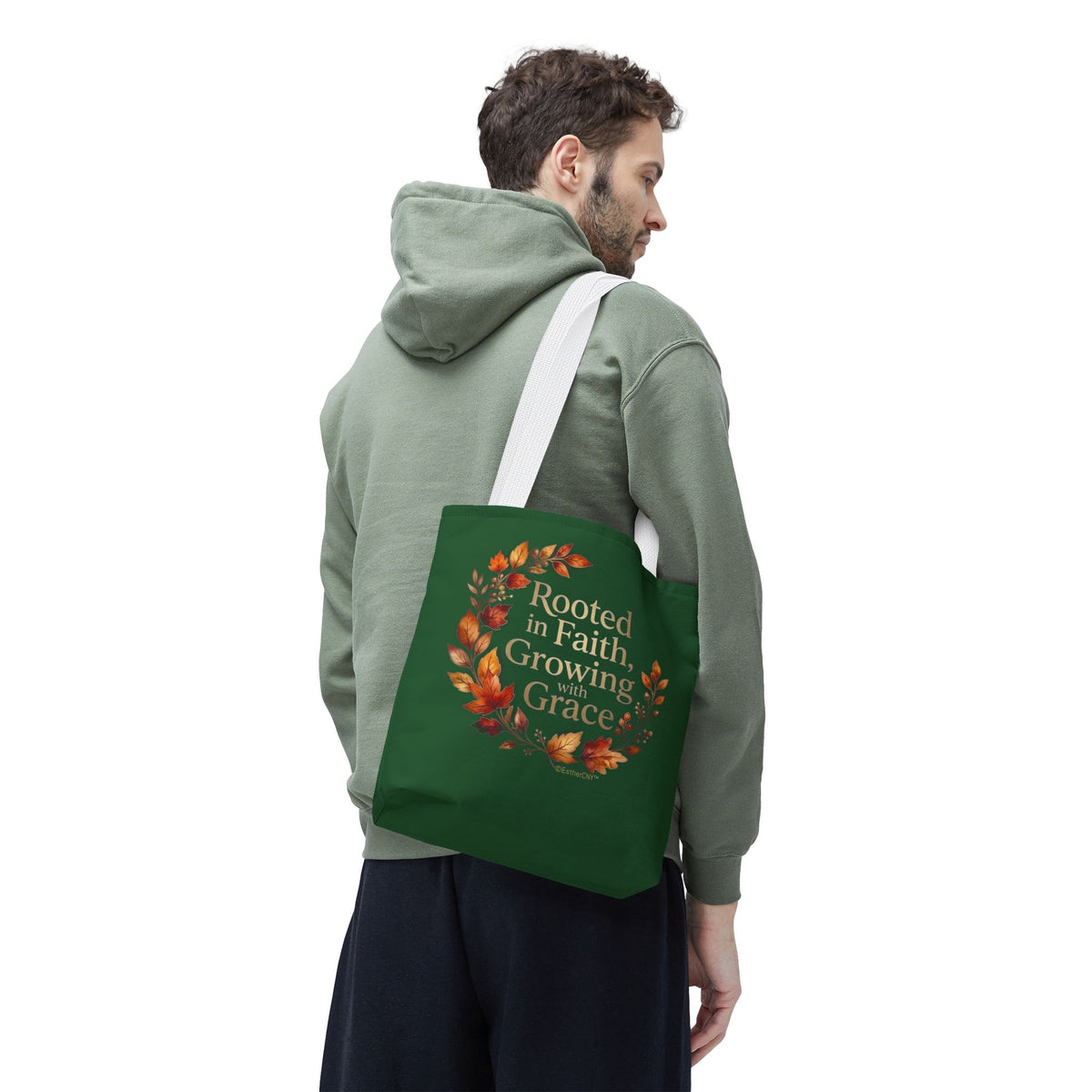 Faith Wreath Tote — "Rooted in Faith, Growing with Grace" Fall Canvas Bag