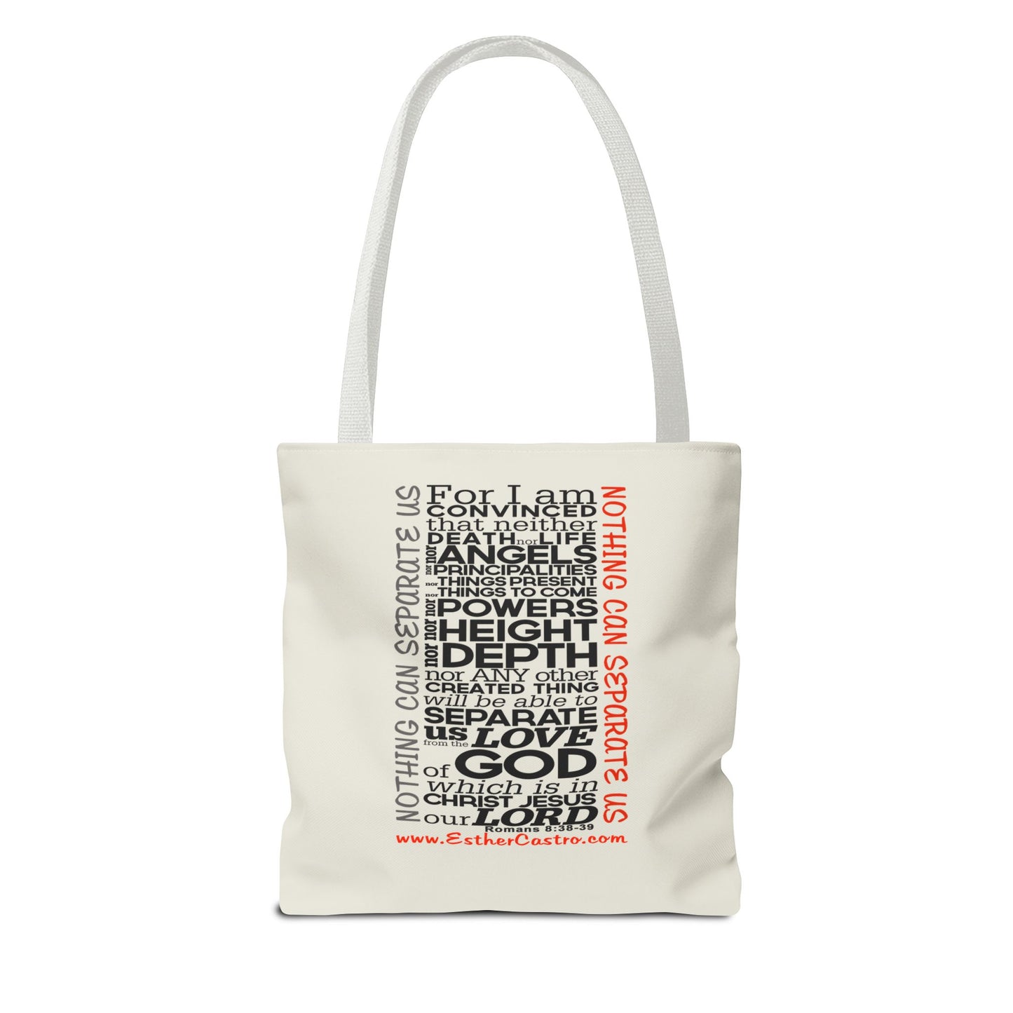 Tote Bag "Nothing Can Separate Us" Inspirational Scripture Word-Cloud