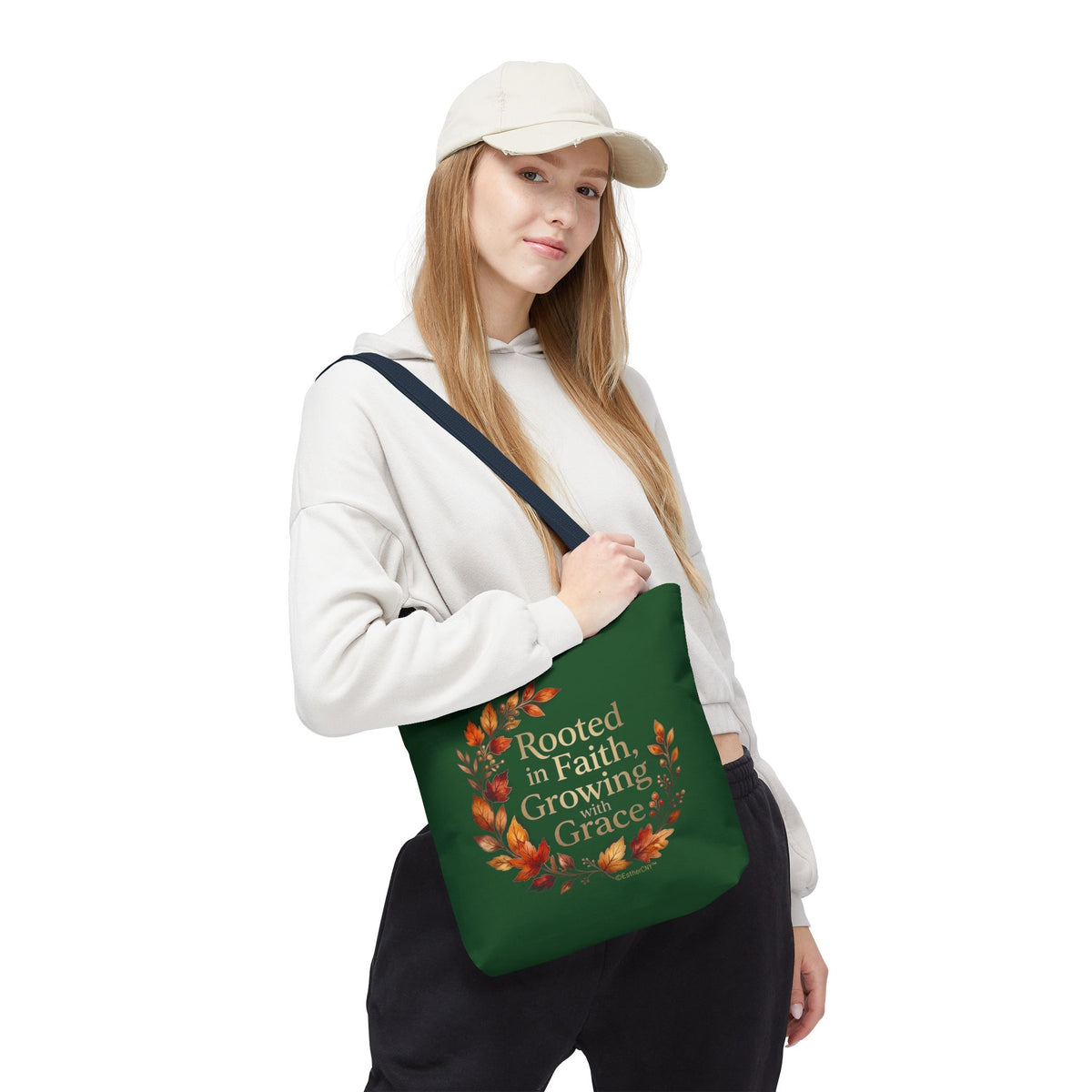 Faith Wreath Tote — "Rooted in Faith, Growing with Grace" Fall Canvas Bag