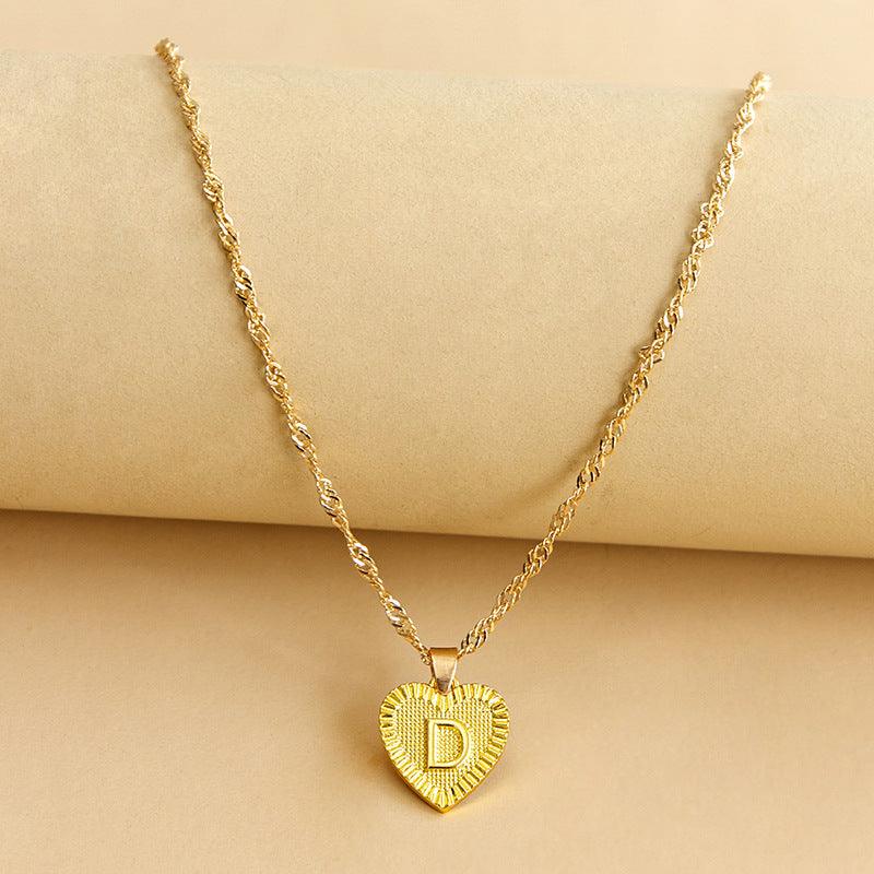 Initial Letter Heart Pendant Necklace