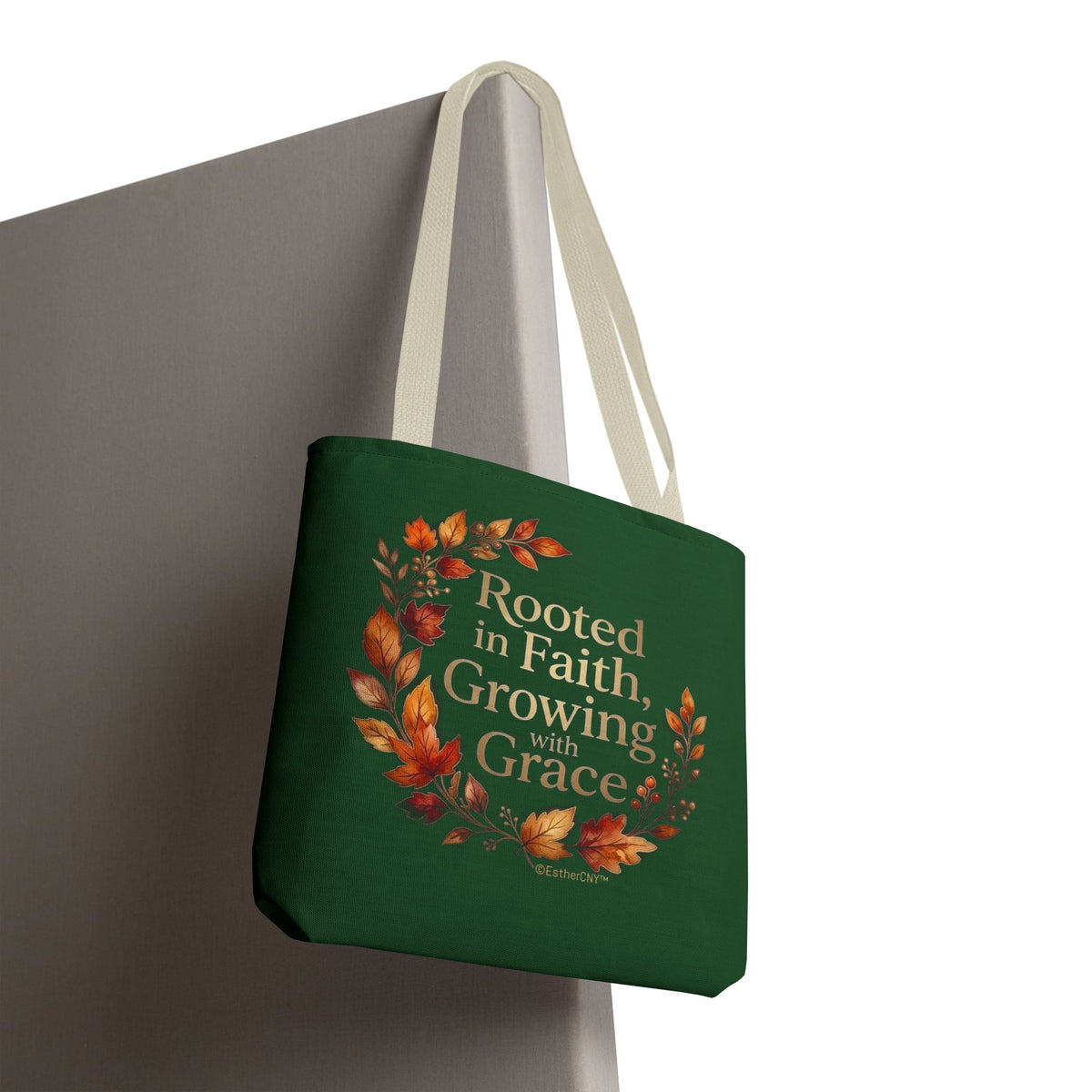 Faith Wreath Tote — "Rooted in Faith, Growing with Grace" Fall Canvas Bag