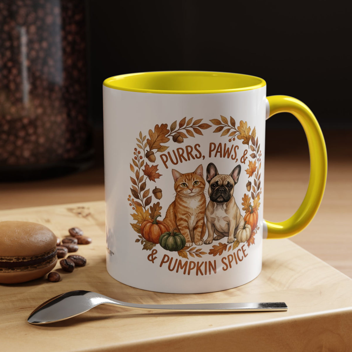 Fall Pet Mug - "Purrs, Paws & Pumpkin Spice" Accent Coffee Mug
