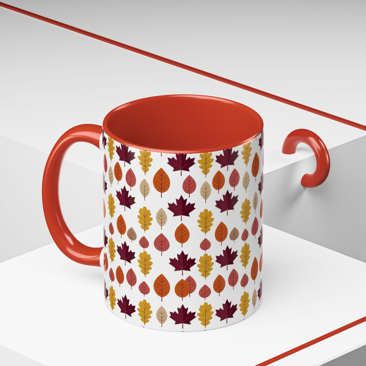 Autumn Leaves Accent Coffee Mug – Fall Leaf Pattern 11/15oz