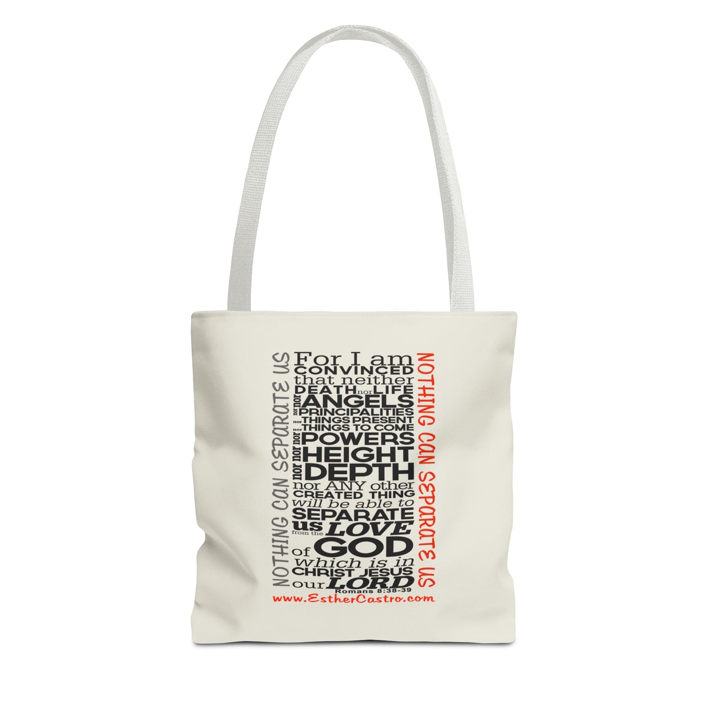 Tote Bag "Nothing Can Separate Us" Inspirational Scripture Word-Cloud