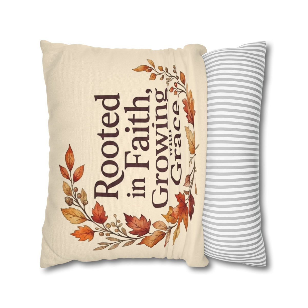 Faith Pillow - "Rooted in Faith, Growing with Grace" Fall Decorative Throw Pillowcase