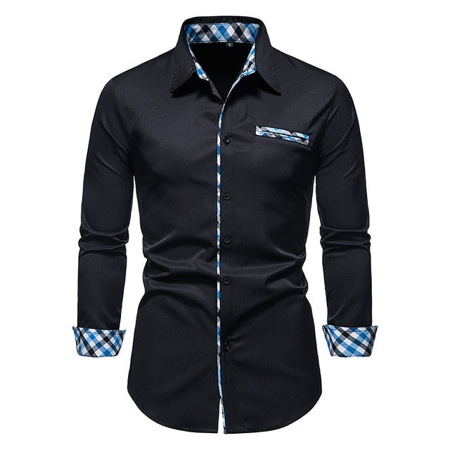 Camisas formales de patchwork a cuadros para hombres