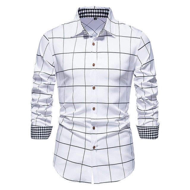 Plaid Patchwork Formal Shirts for Men