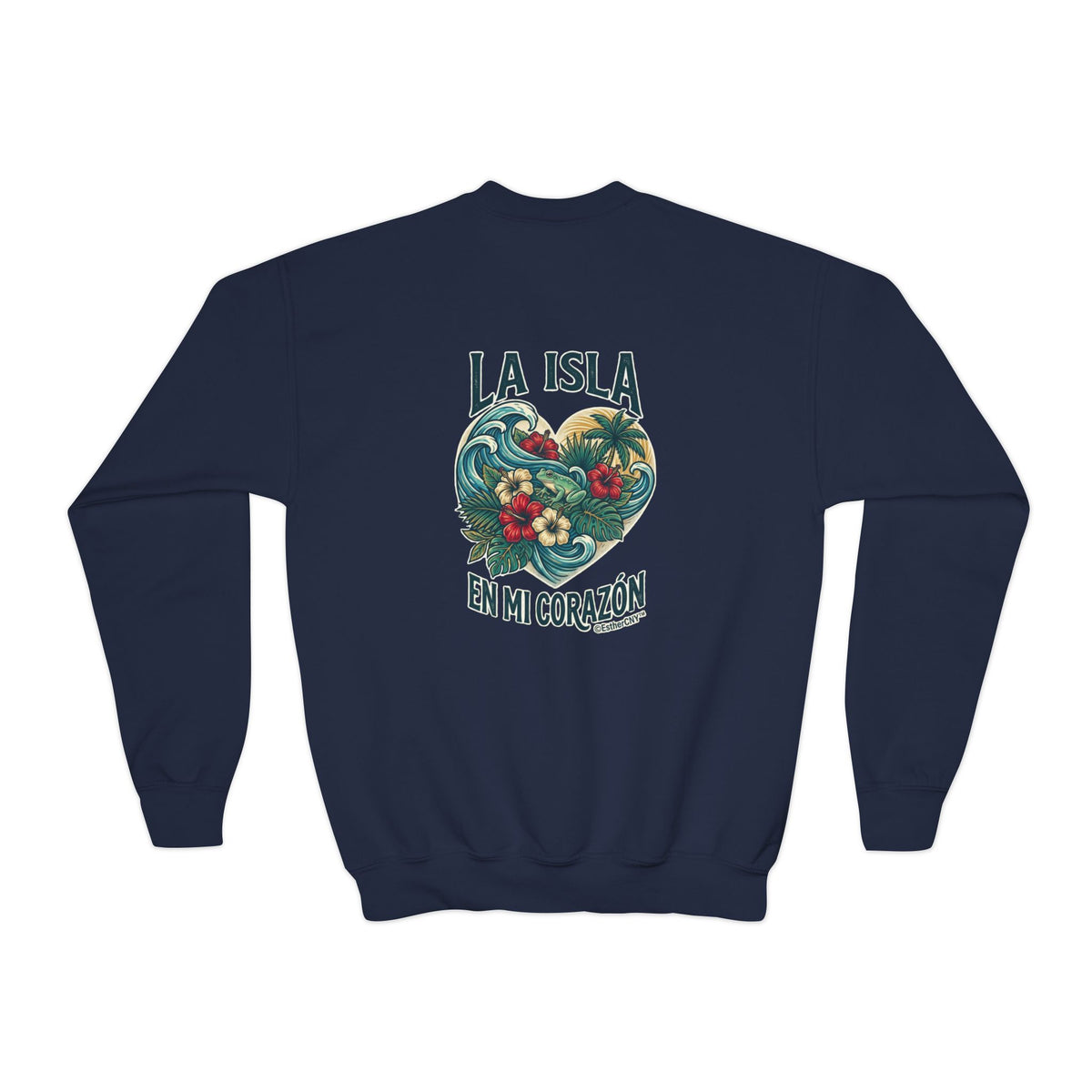 Youth Crewneck Sweatshirt — "Boricua de Corazón / La Isla en Mi Corazón" Puerto Rican Pride Pullover