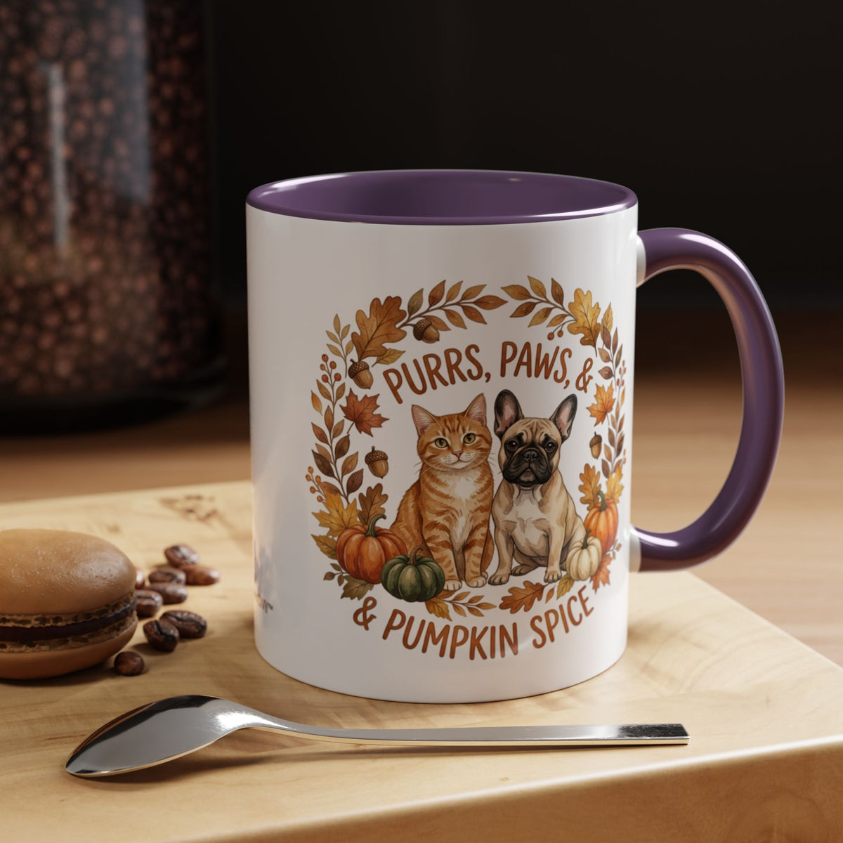 Fall Pet Mug - "Purrs, Paws & Pumpkin Spice" Accent Coffee Mug