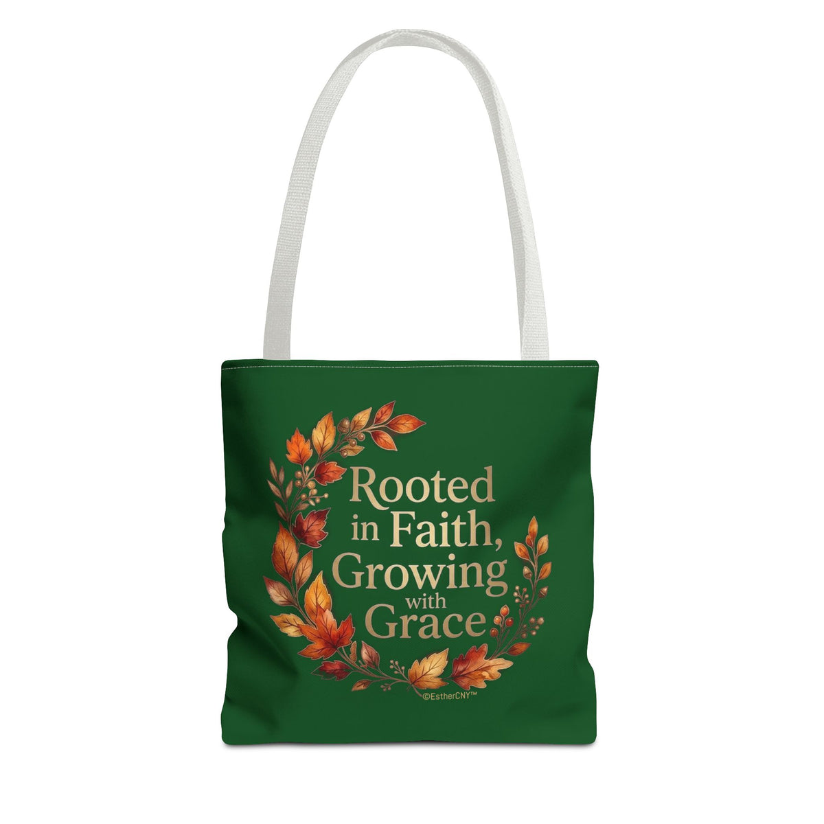Faith Wreath Tote — "Rooted in Faith, Growing with Grace" Fall Canvas Bag