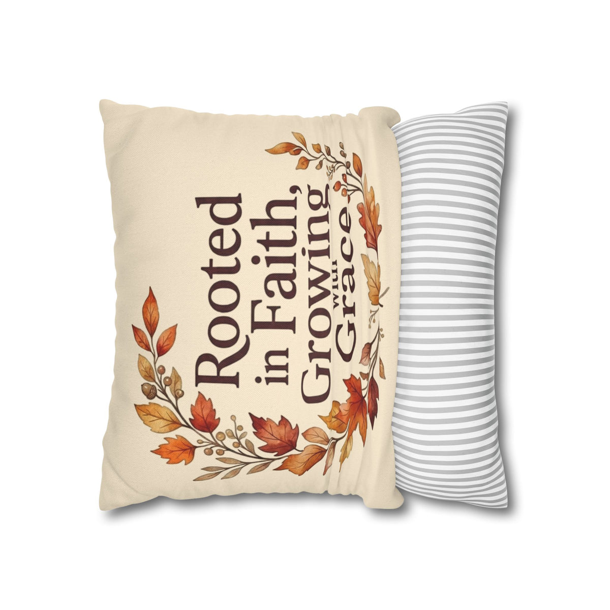 Faith Pillow - "Rooted in Faith, Growing with Grace" Fall Decorative Throw Pillowcase