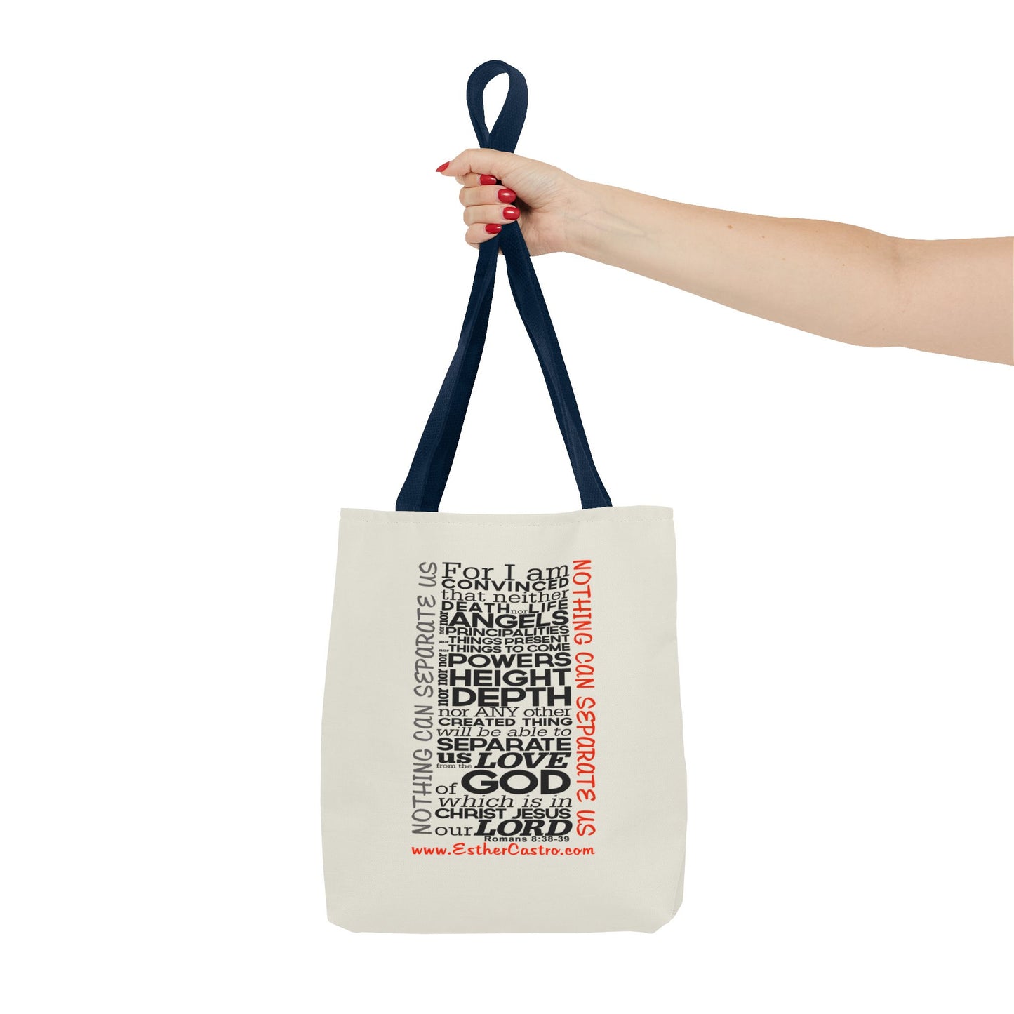Tote Bag "Nothing Can Separate Us" Inspirational Scripture Word-Cloud