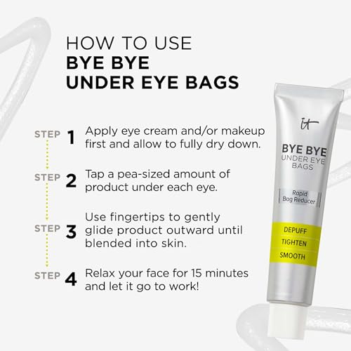 IT Cosmetics Bye Bye Under Eye Bags Daytime Treatment – Depuffs, Tightens, Smooths & Reduces Look of Wrinkles & Fine Lines – All Skin Tones – Comfortable on Bare Skin or Over Makeup - 0.5 Fl. Oz