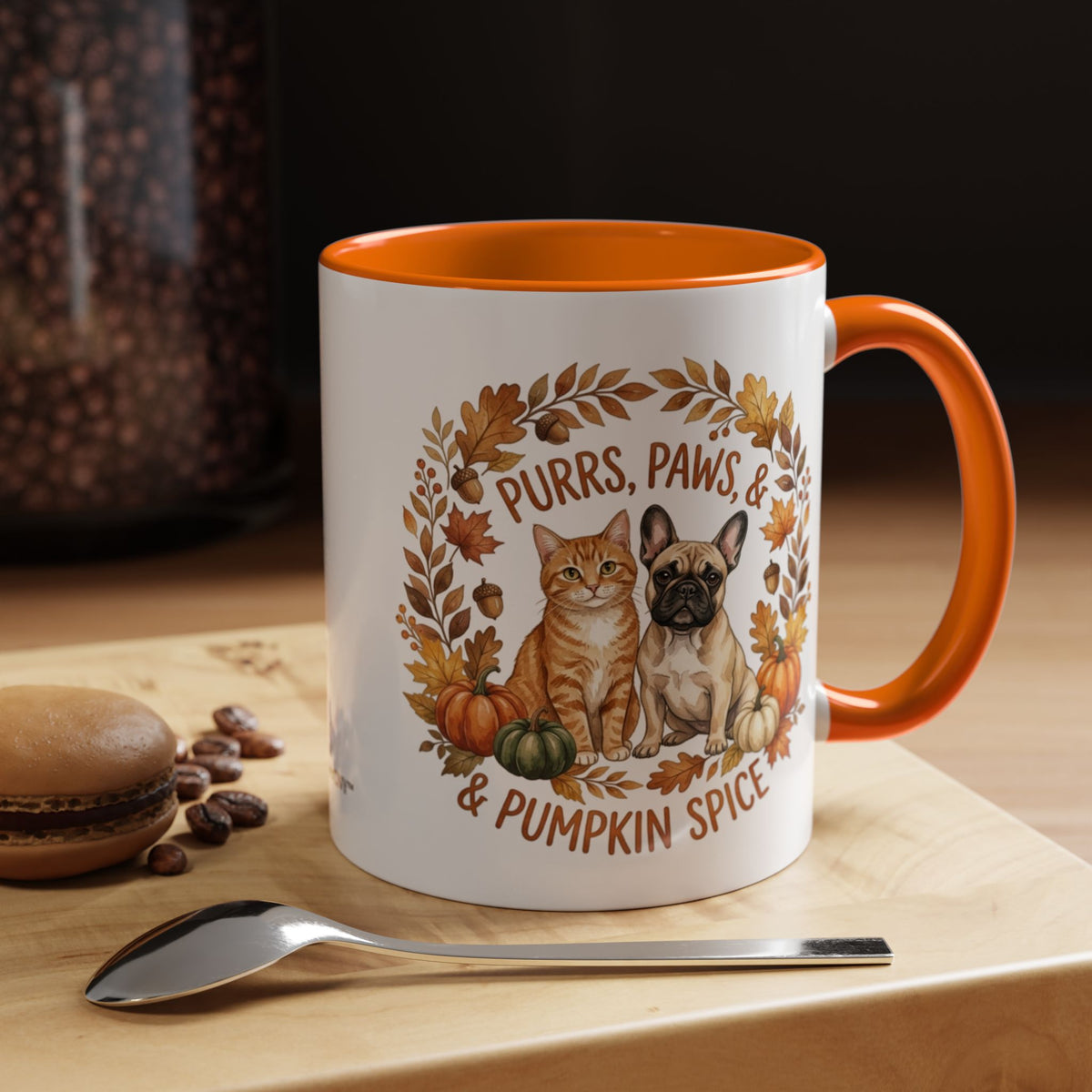 Fall Pet Mug - "Purrs, Paws & Pumpkin Spice" Accent Coffee Mug