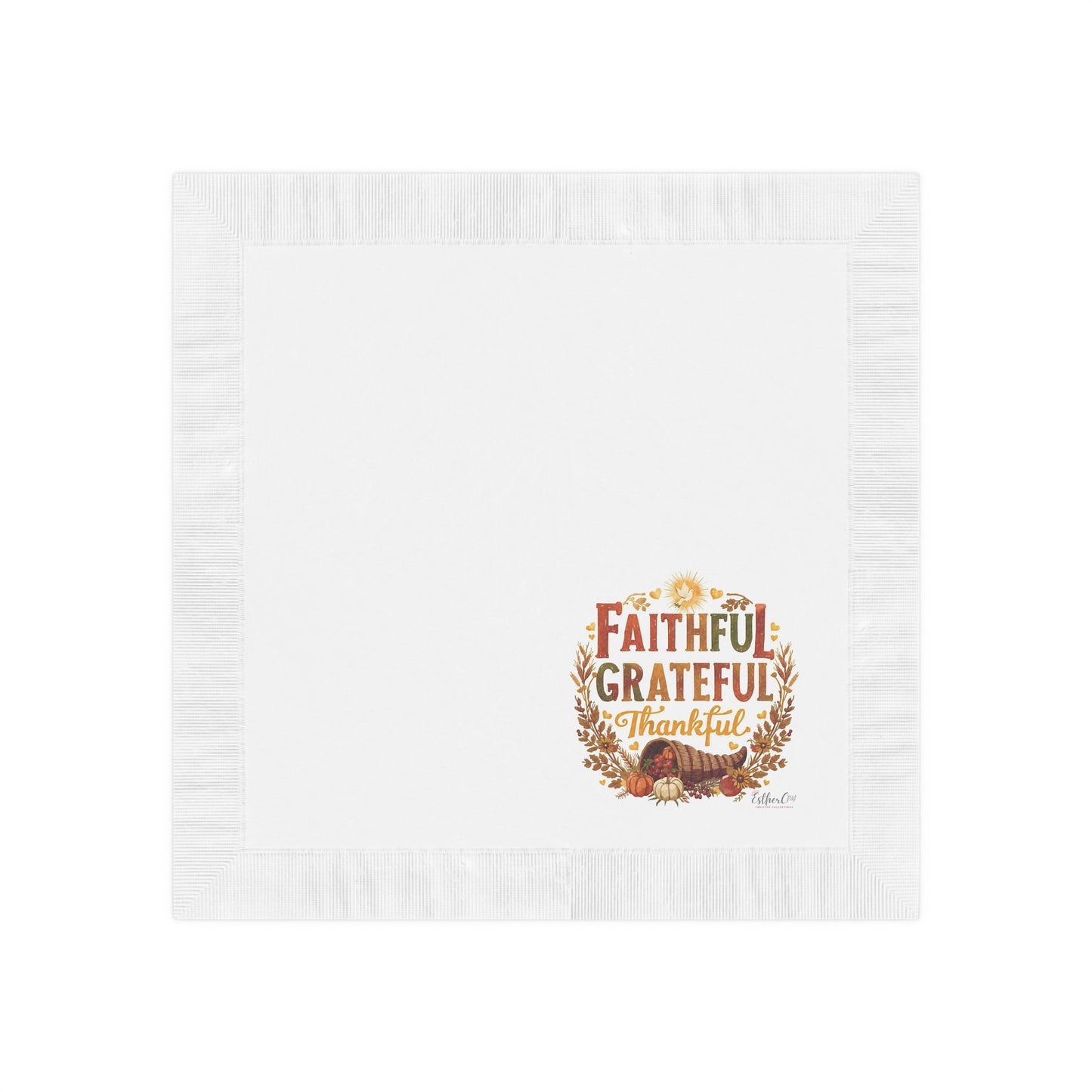 Faithful Grateful Thankful Cocktail Napkins — Fall Thanksgiving Party Napkins