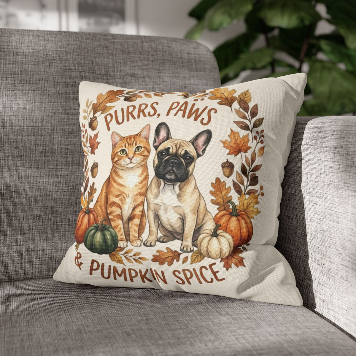 Purrs, Paws & Pumpkin Spice Fall Pillowcase